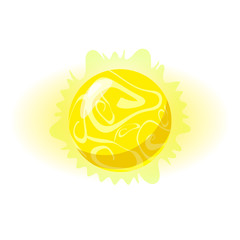 Fantastic sun planet, icon cartoon style, vector isolated for games