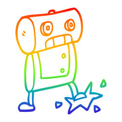 rainbow gradient line drawing cartoon robot