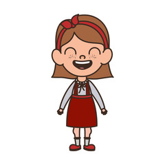 student girl standing smiling on white background