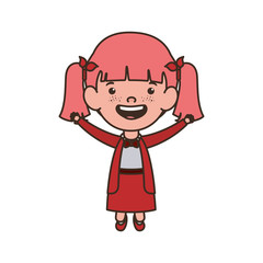 student girl standing smiling on white background