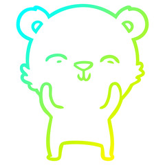 cold gradient line drawing happy cartoon bear