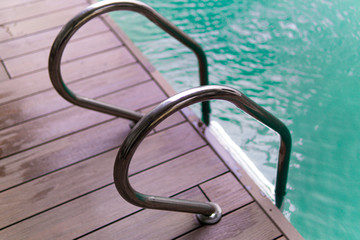 pool handle with blue water