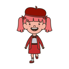 student girl standing smiling on white background