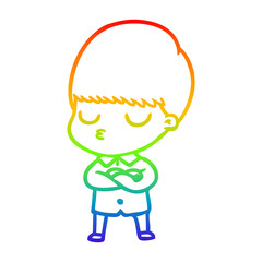 rainbow gradient line drawing cartoon calm boy