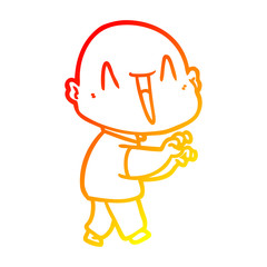 warm gradient line drawing happy cartoon bald man