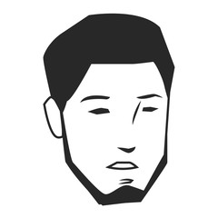 man face avatar cartoon character in black and white