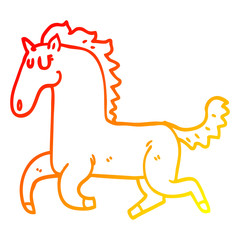 warm gradient line drawing cartoon running horse