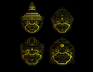 Thailand Golden Mask illustration vector art set design