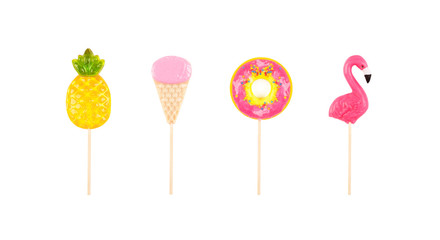 Colorful lollipops isolated on white background