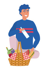 Man cartoon having picnic design