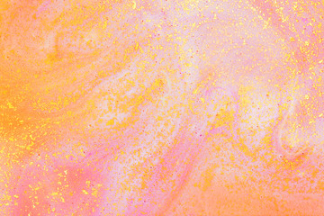 Abstract background. Acrylic paints. Orange marble. Contemporary art