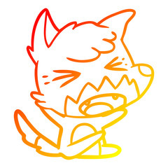 warm gradient line drawing angry cartoon fox