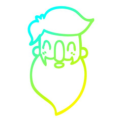 cold gradient line drawing cartoon bearded man