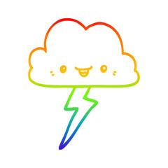 rainbow gradient line drawing cartoon storm cloud