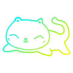 cold gradient line drawing cartoon cat