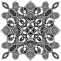 black and white round symmetrical pattern. arabesque design. fancy decorative mandala