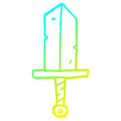 cold gradient line drawing cartoon golden dagger