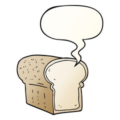 cartoon loaf of bread and speech bubble in smooth gradient style