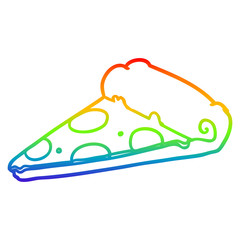rainbow gradient line drawing slice of pizza