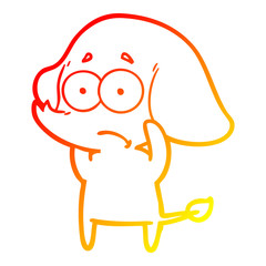 warm gradient line drawing cartoon unsure elephant