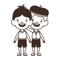 silhouette of students boys standing on white background