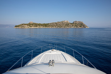 Summer morning beautiful seascape off the coast of Agistri island, Saronic Gulf, Greece.