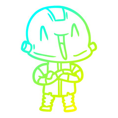 cold gradient line drawing cartoon robot
