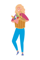 Woman cartoon having picnic design