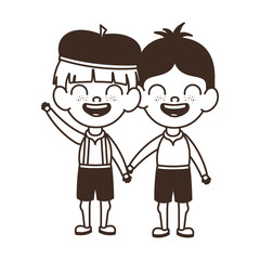 silhouette of students boys standing on white background