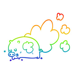 rainbow gradient line drawing cartoon smelly pig