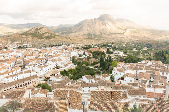 a view over Velez Blanco town and the Sierra Maria - Los Velez Natural Park, province of Almeria, Spain