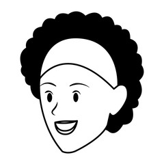 woman face avatar cartoon character in black and white