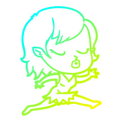 cold gradient line drawing cute cartoon vampire girl