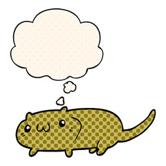 cartoon cat and thought bubble in comic book style
