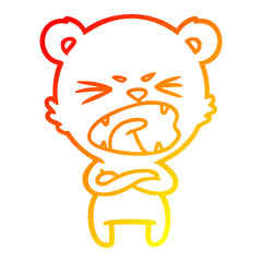 warm gradient line drawing angry cartoon bear shouting