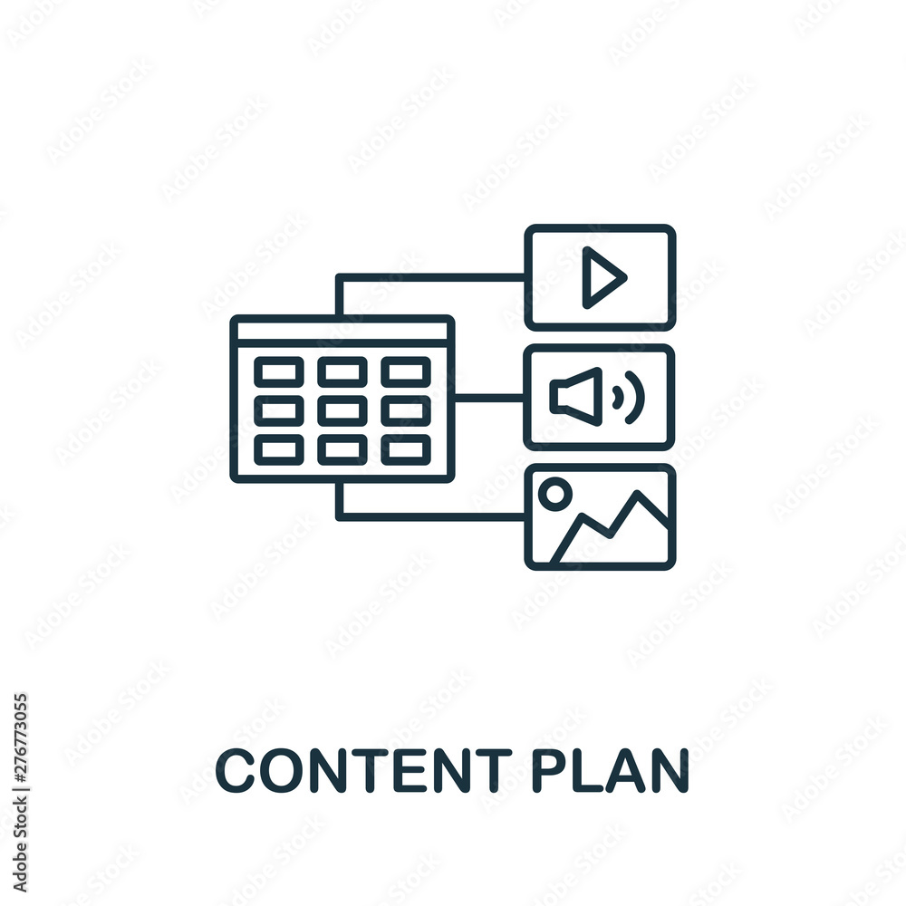 Poster content plan outline icon. thin line concept element from content icons collection. creative content