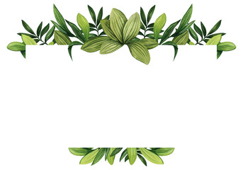Herbal Frame with Watercolor Lush Foliage