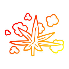 warm gradient line drawing cartoon marijuana leaf