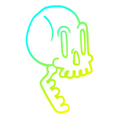 cold gradient line drawing cartoon skull