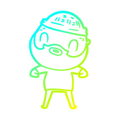 cold gradient line drawing cartoon bearded man