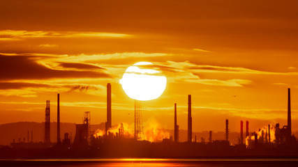 Sunrise at Stanlow Oil Refinery heralding an Industrial Dawn