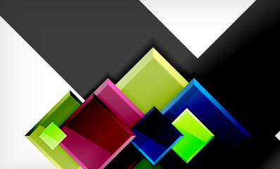 Bright colorful square shape blocks geometrical background