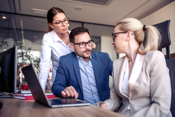 Corporate executives working together