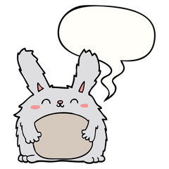 cartoon furry rabbit and speech bubble
