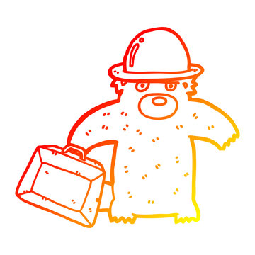 recommend clip art: warm gradient line drawing cartoon business bear