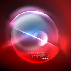 Blue neon bubbles and circles futuristic abstract background