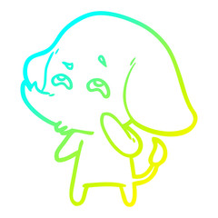 cold gradient line drawing cartoon elephant remembering
