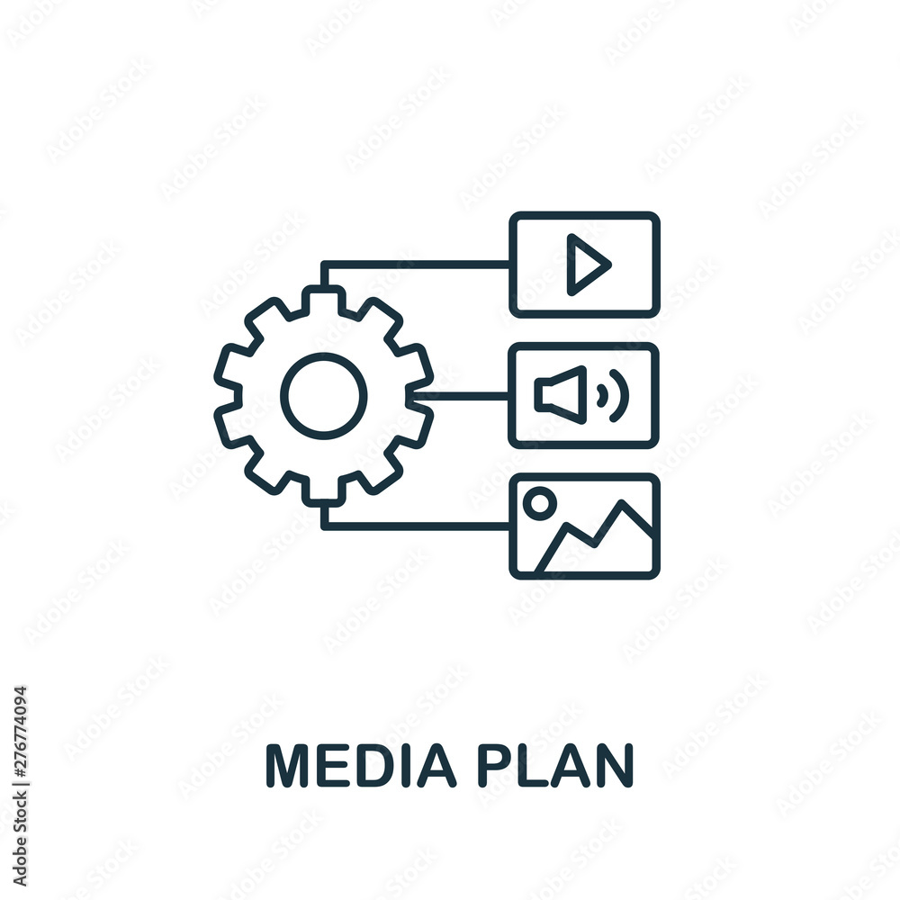 Poster media plan outline icon. thin line concept element from content icons collection. creative media pla