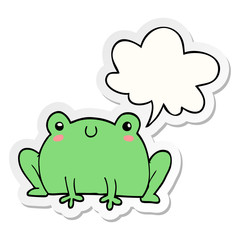 cartoon frog and speech bubble sticker