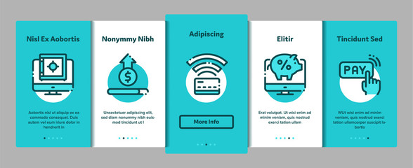 Online Transactions Vector Onboarding Mobile App Page Screen. Online Transactions, Secure Financial Payment Operation Linear Pictograms. Internet Banking Money Deposit, Currency Exchange Illustration